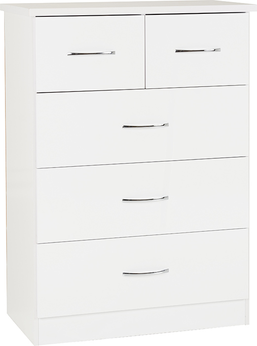 Nevada 3+2 Drawer Chest In White Gloss
